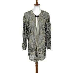 Sophie Chang Sheer Cardigan Large Embroidered Lace Boho Festival